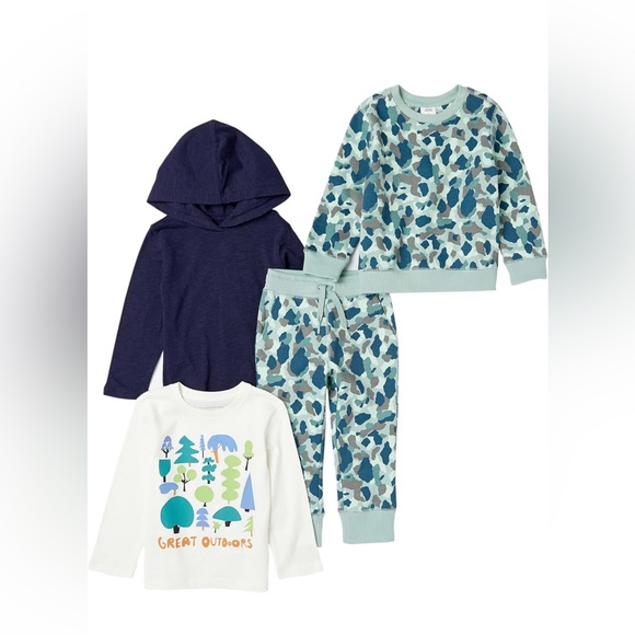 Amazon Essentials Pack of 4 Boys👦🏻Long-Sleeve Outfit Set Sz 2T - Picture 1 of 7